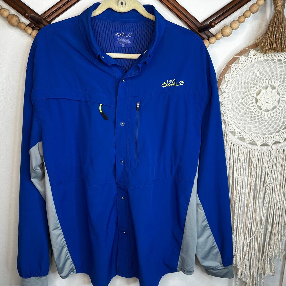 Loco Kaile Blue Gray Long Sleee Performance Fishing Shirt